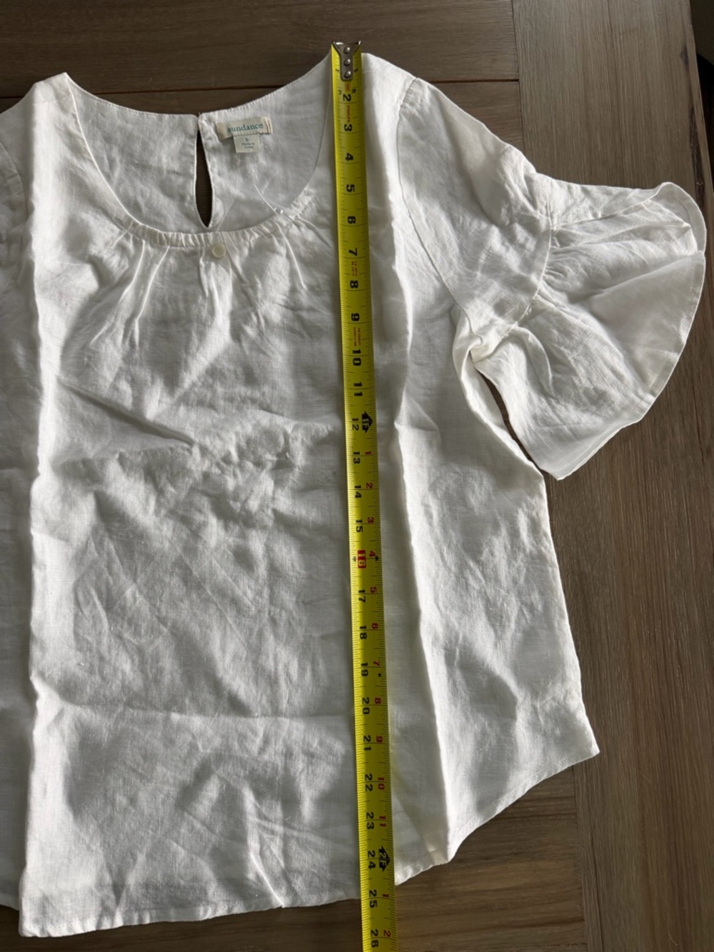 SUNDANCE Willa Whisper NWT Linen Flutter Sleeve Top in White, Size S - Picture 9 of 10
